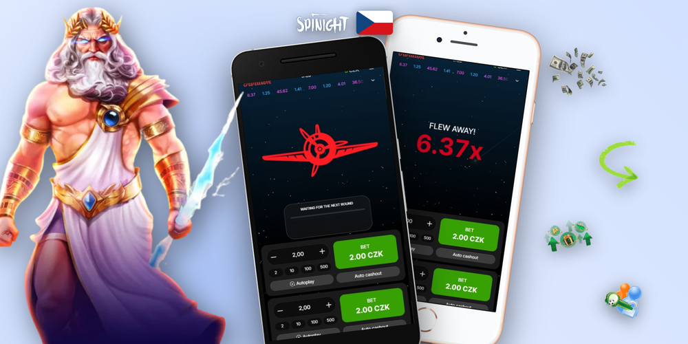 Herní rozhraní Aviator na Spinight se stoupající křivkou a multiplikátorem 3,27x